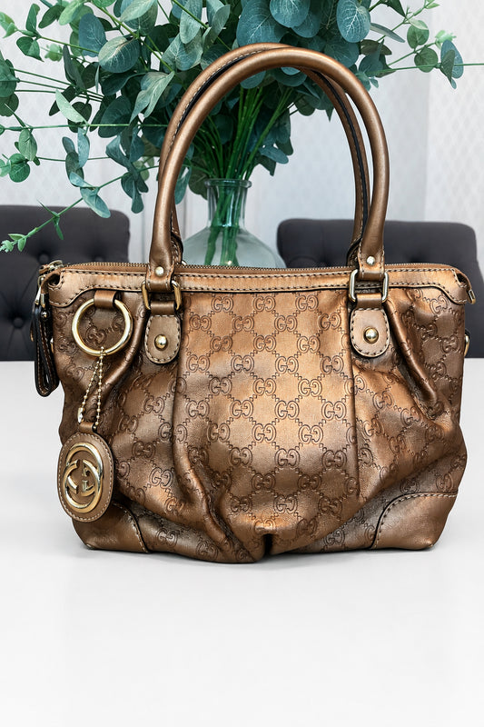 Gucci Metallic Bronze Leather Sukey
