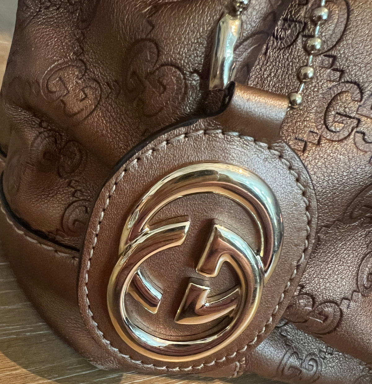 Gucci Metallic Bronze Leather Sukey