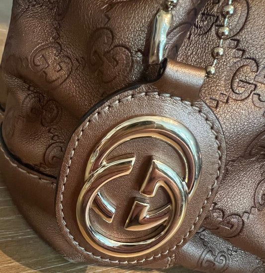 Gucci Metallic Bronze Leather Sukey