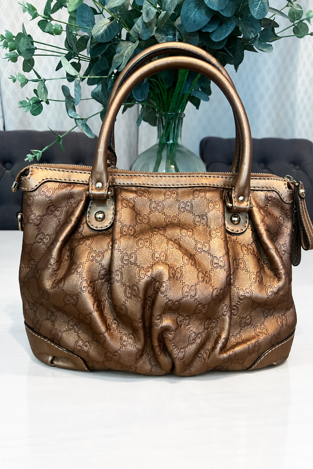 Gucci Metallic Bronze Leather Sukey