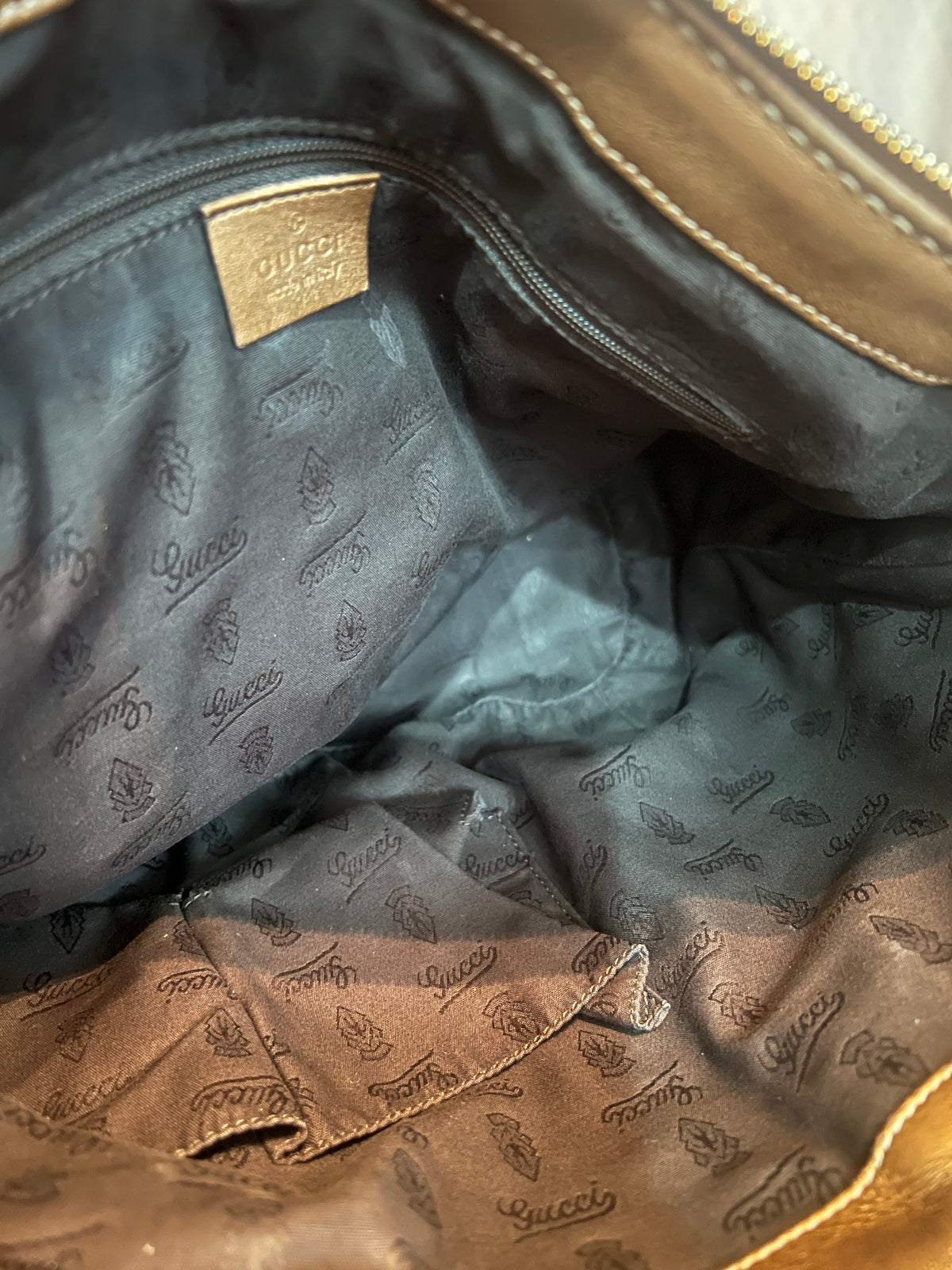 Gucci Metallic Bronze Leather Sukey