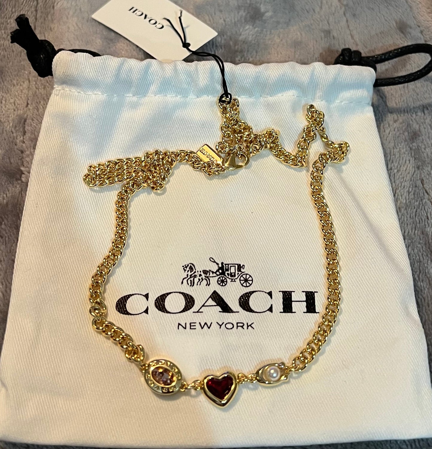 Chain Necklace with Red Heart