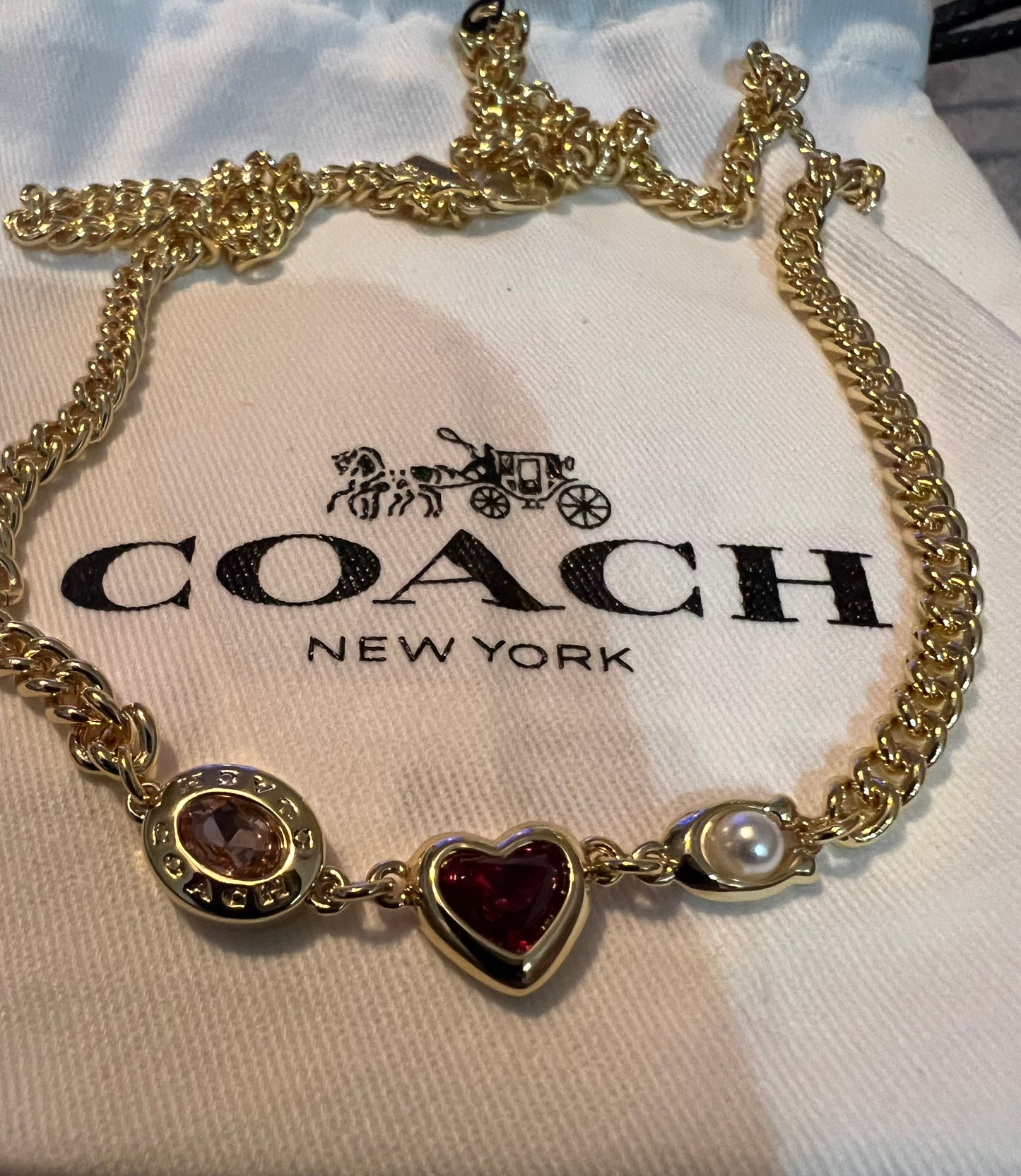 Chain Necklace with Red Heart