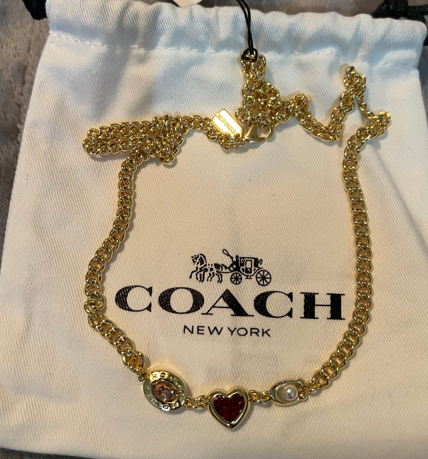 Chain Necklace with Red Heart