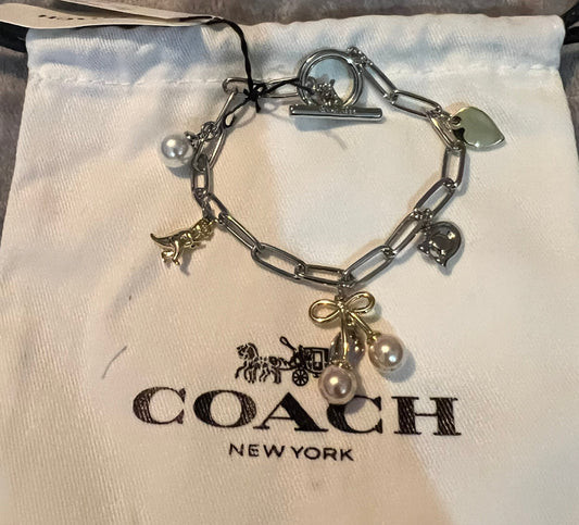 Coach Silver and Gold Link Charm Bracelet
