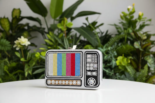 Crystal Vintage TV Clutch w/Chain