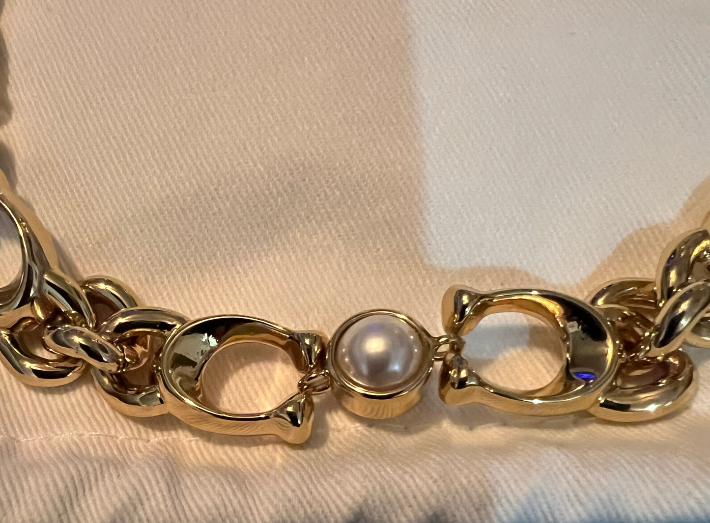 Coach Gold Statement C and Faux Pearl Necklace