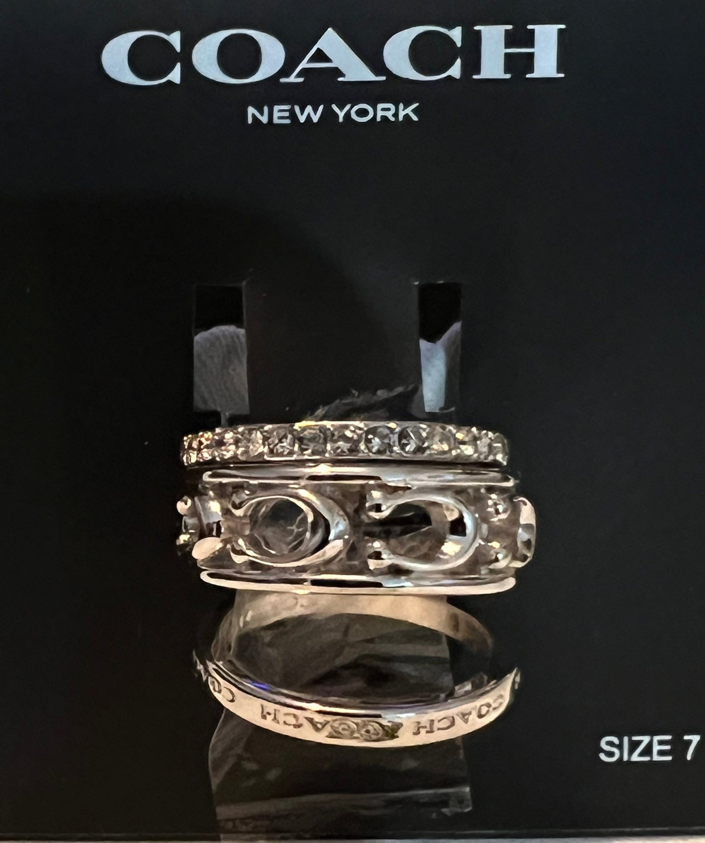 Coach Silver C Stack Rings - Size 7