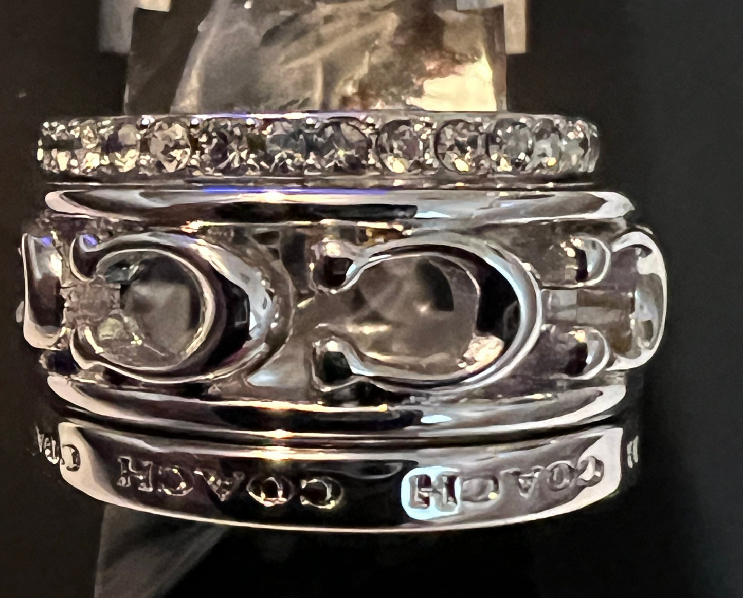 Coach Silver C Stack Rings - Size 7
