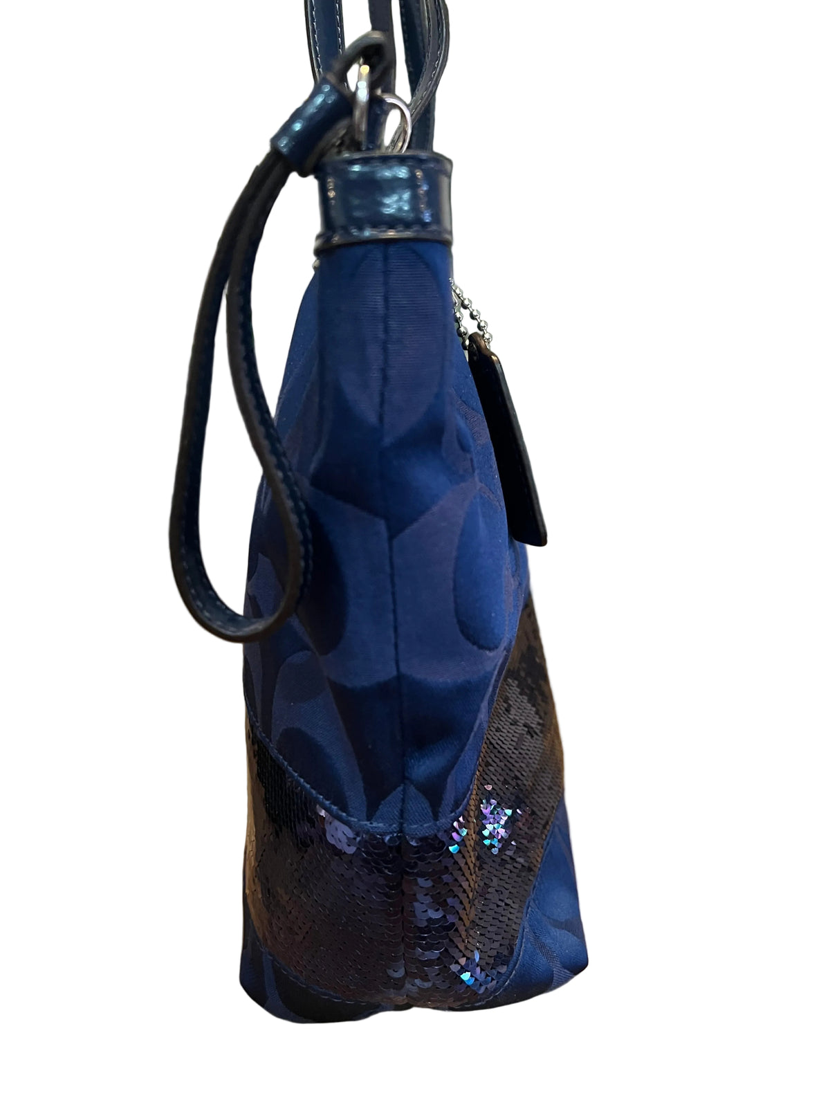 Coach Blue Sequin Stripe Signature Tote