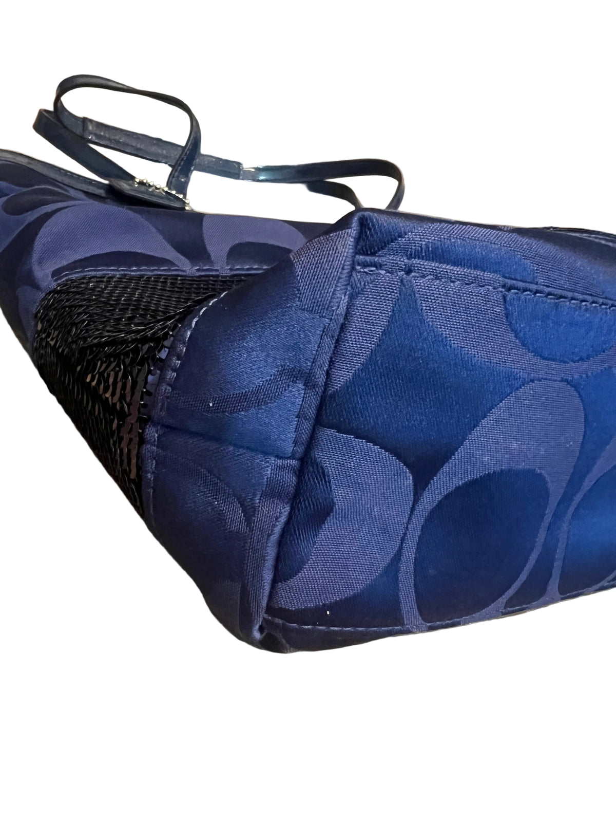 Coach Blue Sequin Stripe Signature Tote
