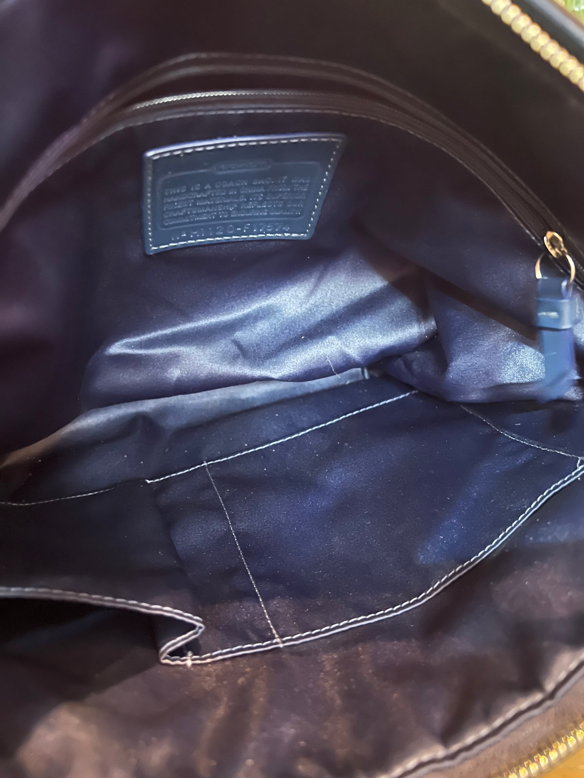 Coach Blue Sequin Stripe Signature Tote