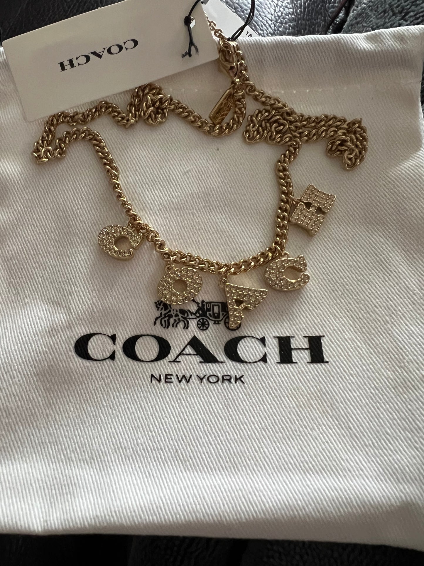 Coach Name Necklace with Crystals