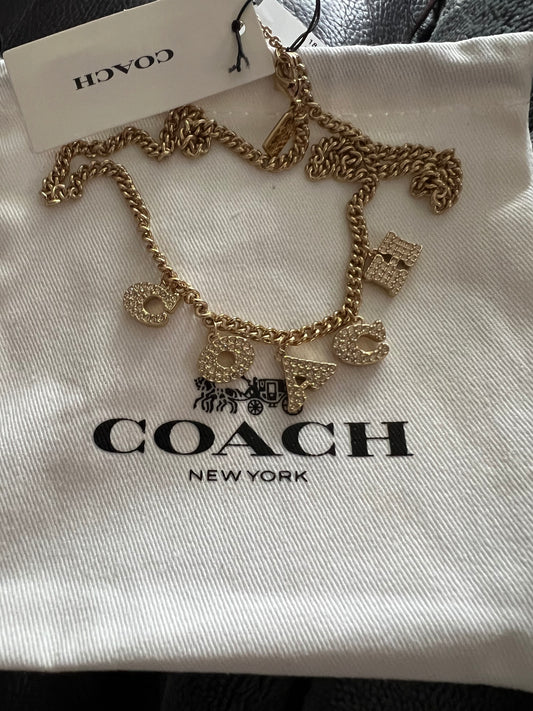Coach Name Necklace with Crystals
