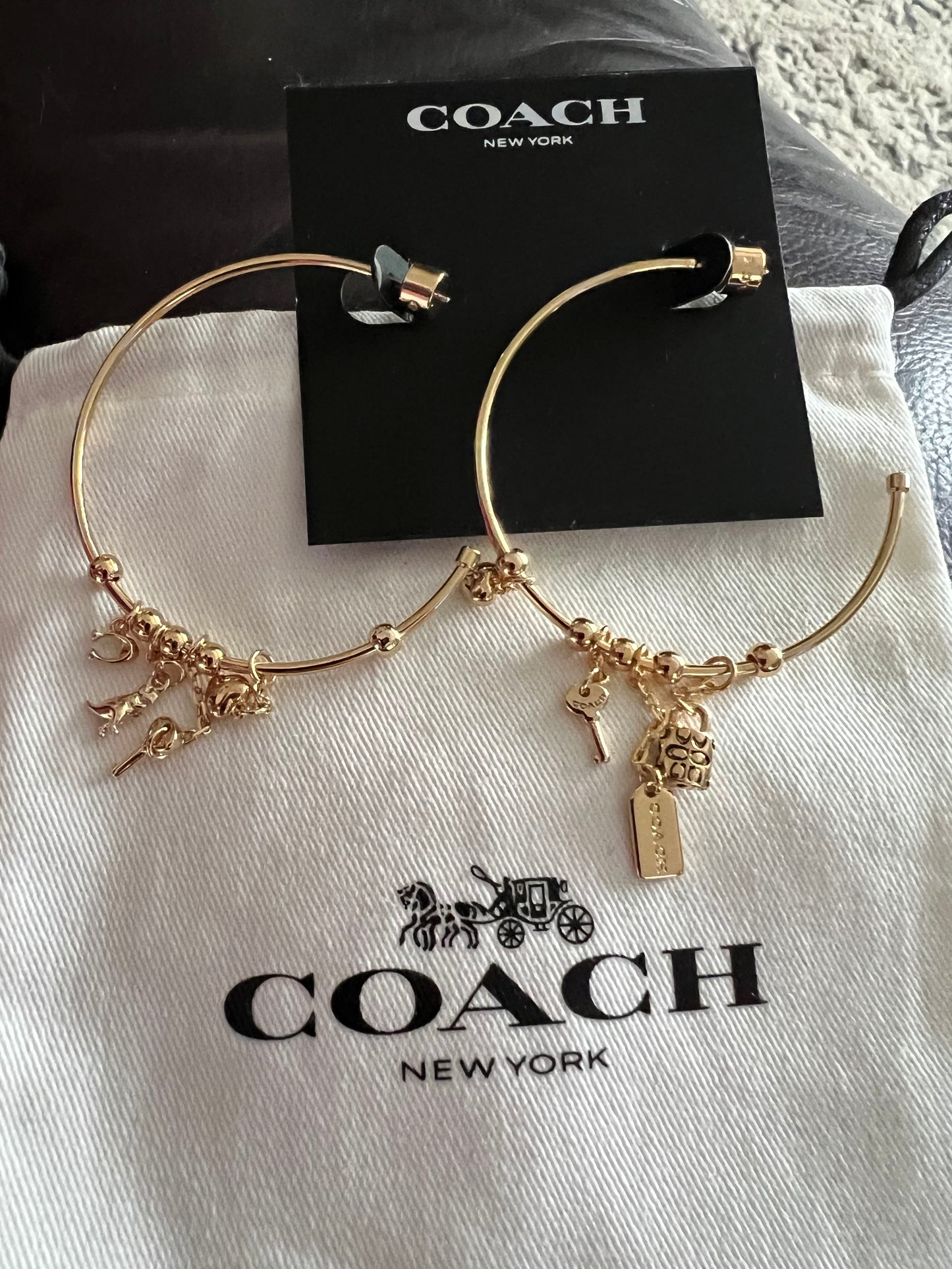 Coach Large Hoop Earrings with Charms