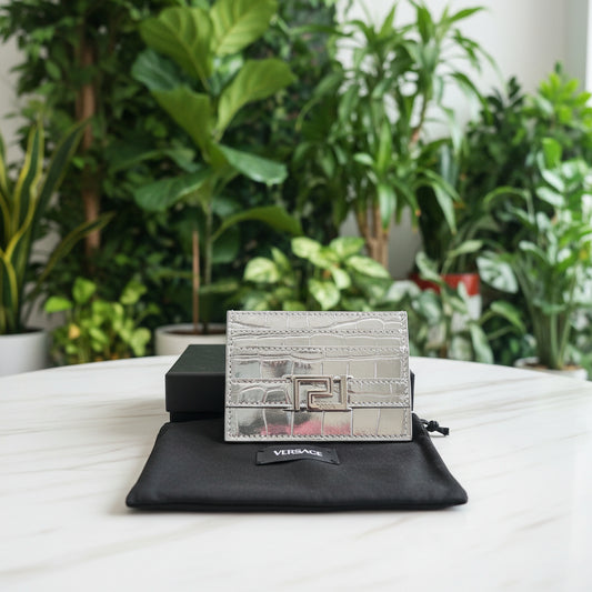 Versace Silver Greca Card Holder