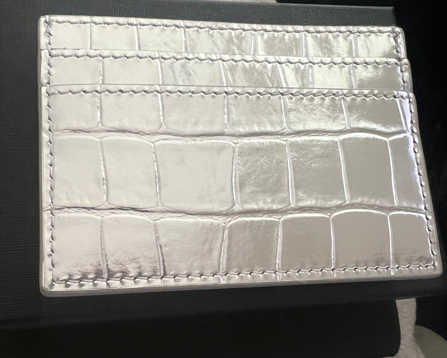 Versace Silver Greca Card Holder