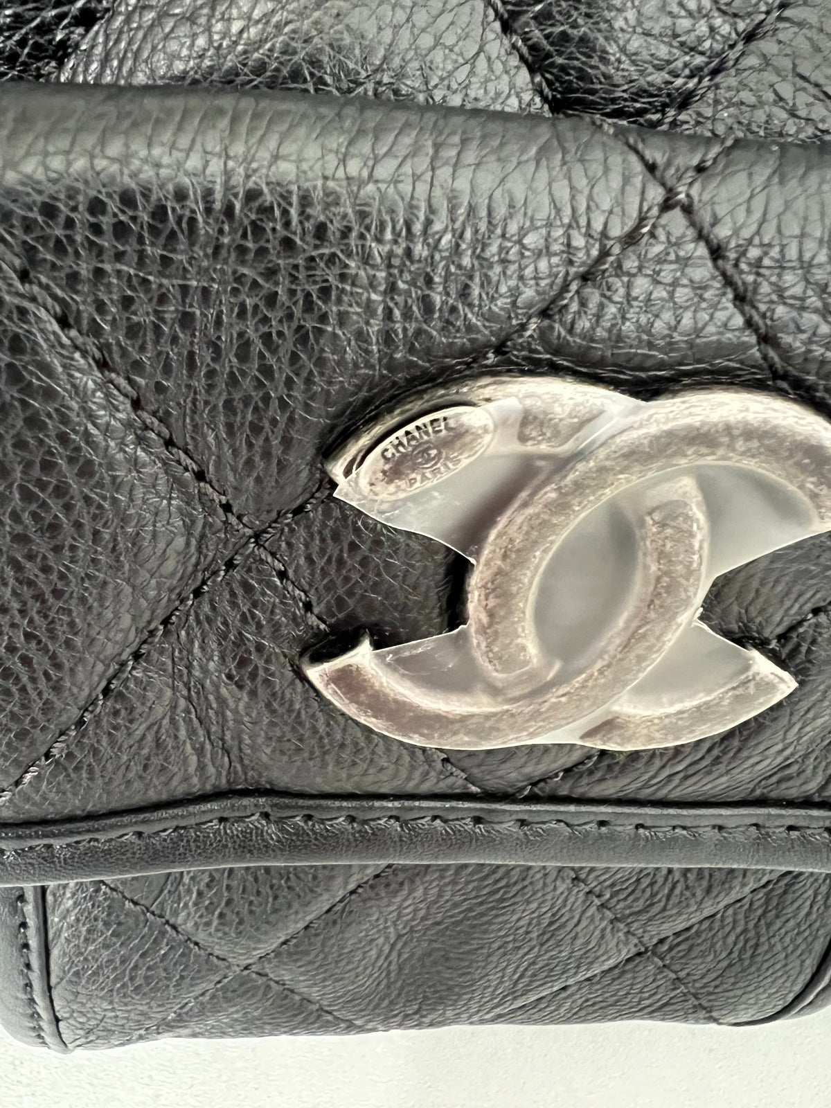 Chanel Black Casual Riveria Zip Leather Ruthenium Chain Shoulder Bag