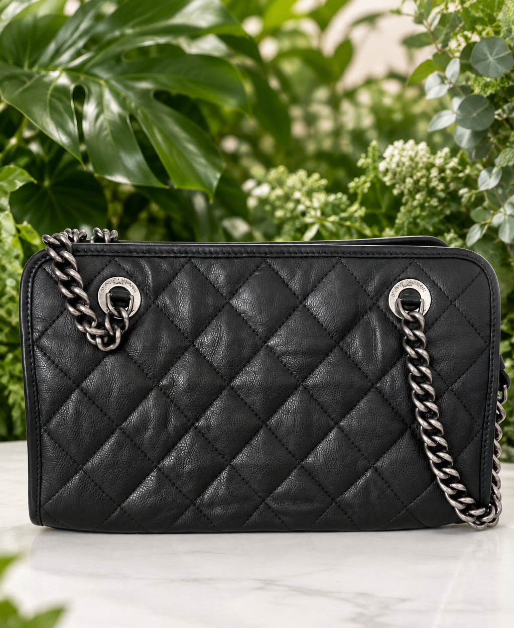 Chanel Black Casual Riveria Zip Leather Ruthenium Chain Shoulder Bag