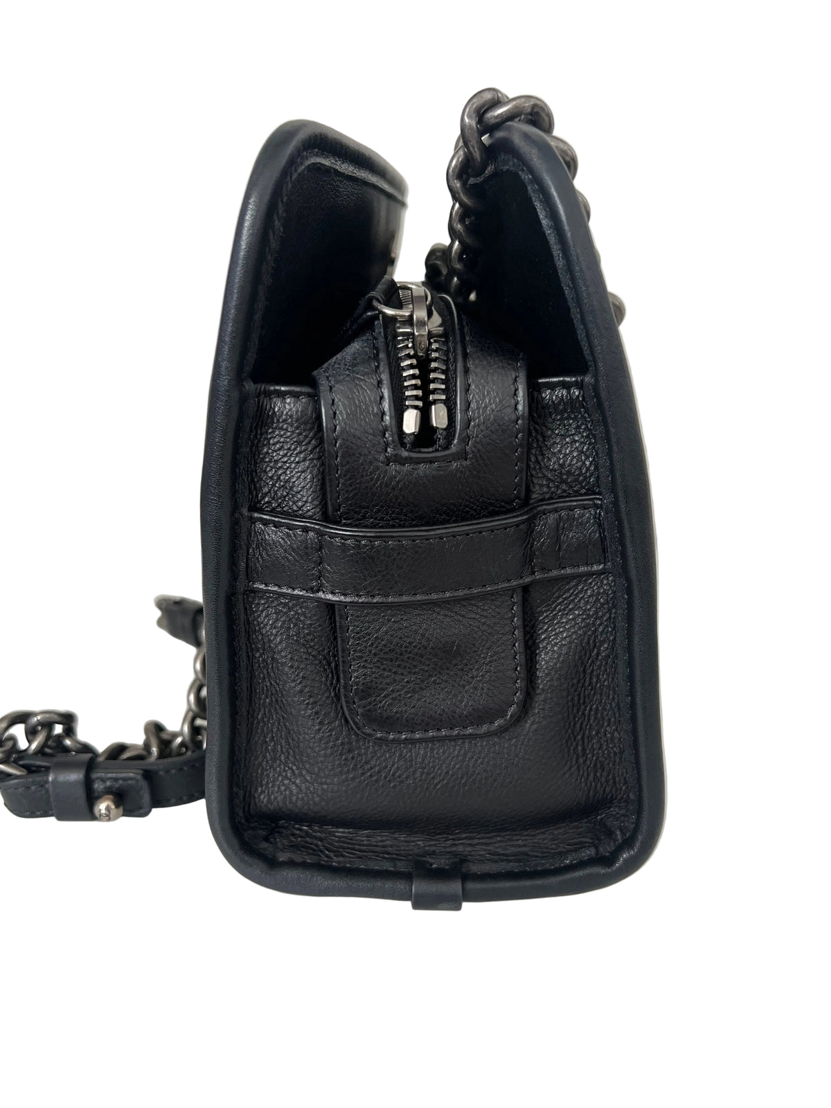 Chanel Black Casual Riveria Zip Leather Ruthenium Chain Shoulder Bag