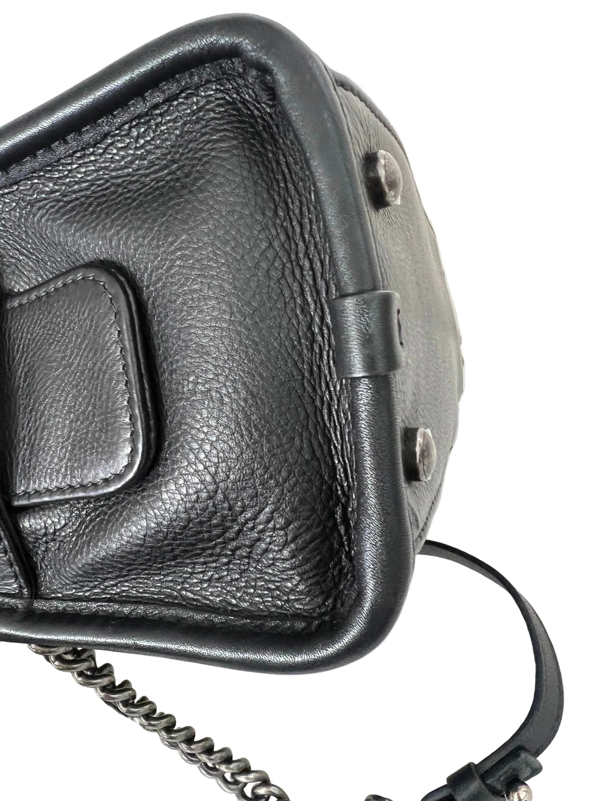 Chanel Black Casual Riveria Zip Leather Ruthenium Chain Shoulder Bag