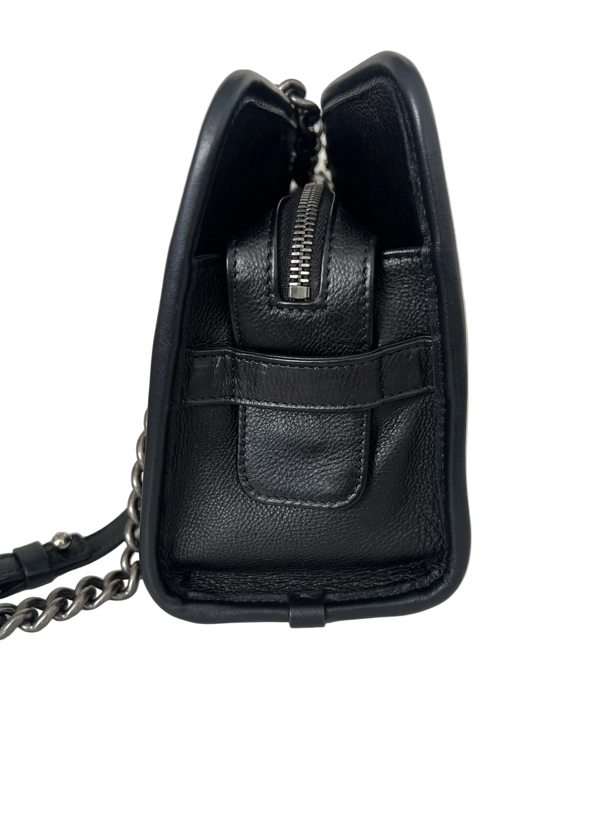 Chanel Black Casual Riveria Zip Leather Ruthenium Chain Shoulder Bag