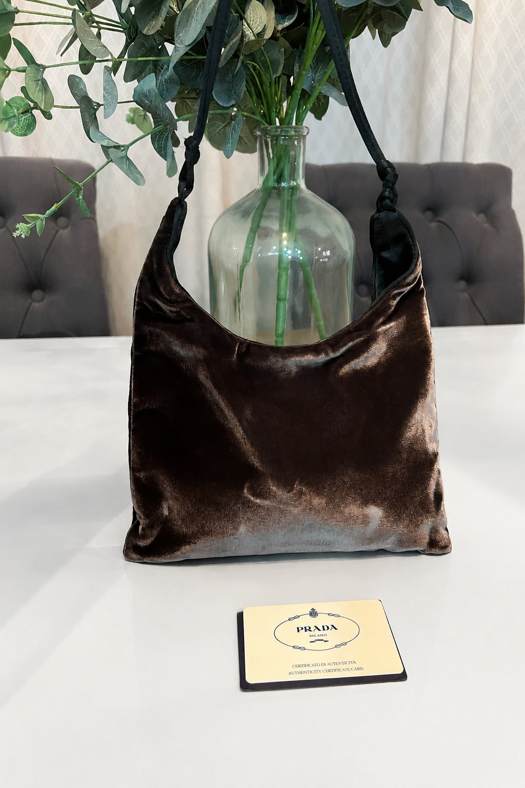Prada Brown Velvet Mini Bag