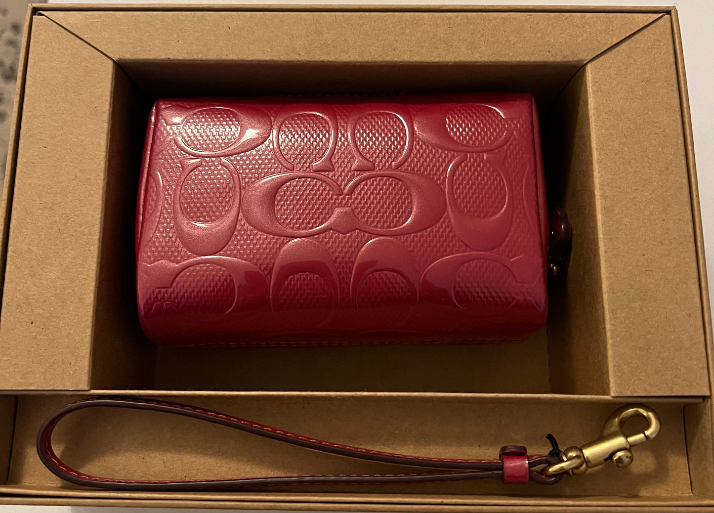 Coach Leather Embossed Small Pouch Boxed Set