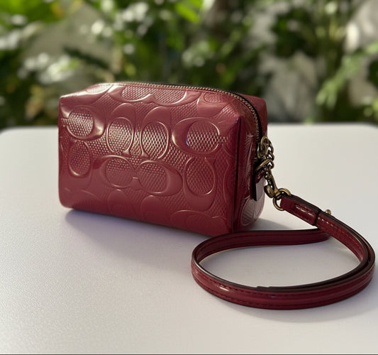 Coach Leather Embossed Small Pouch Boxed Set