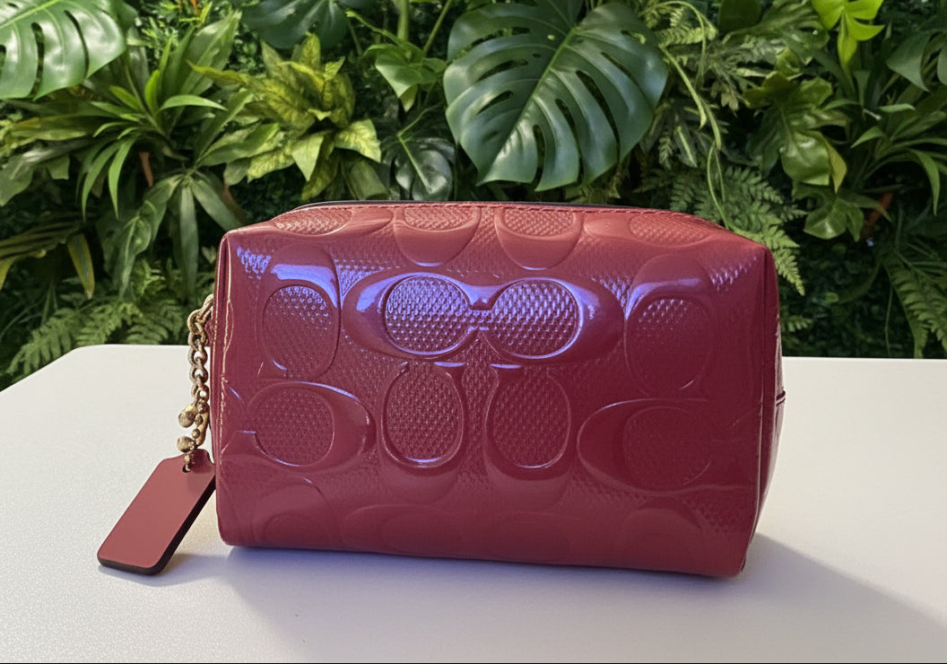 Coach Leather Embossed Small Pouch Boxed Set