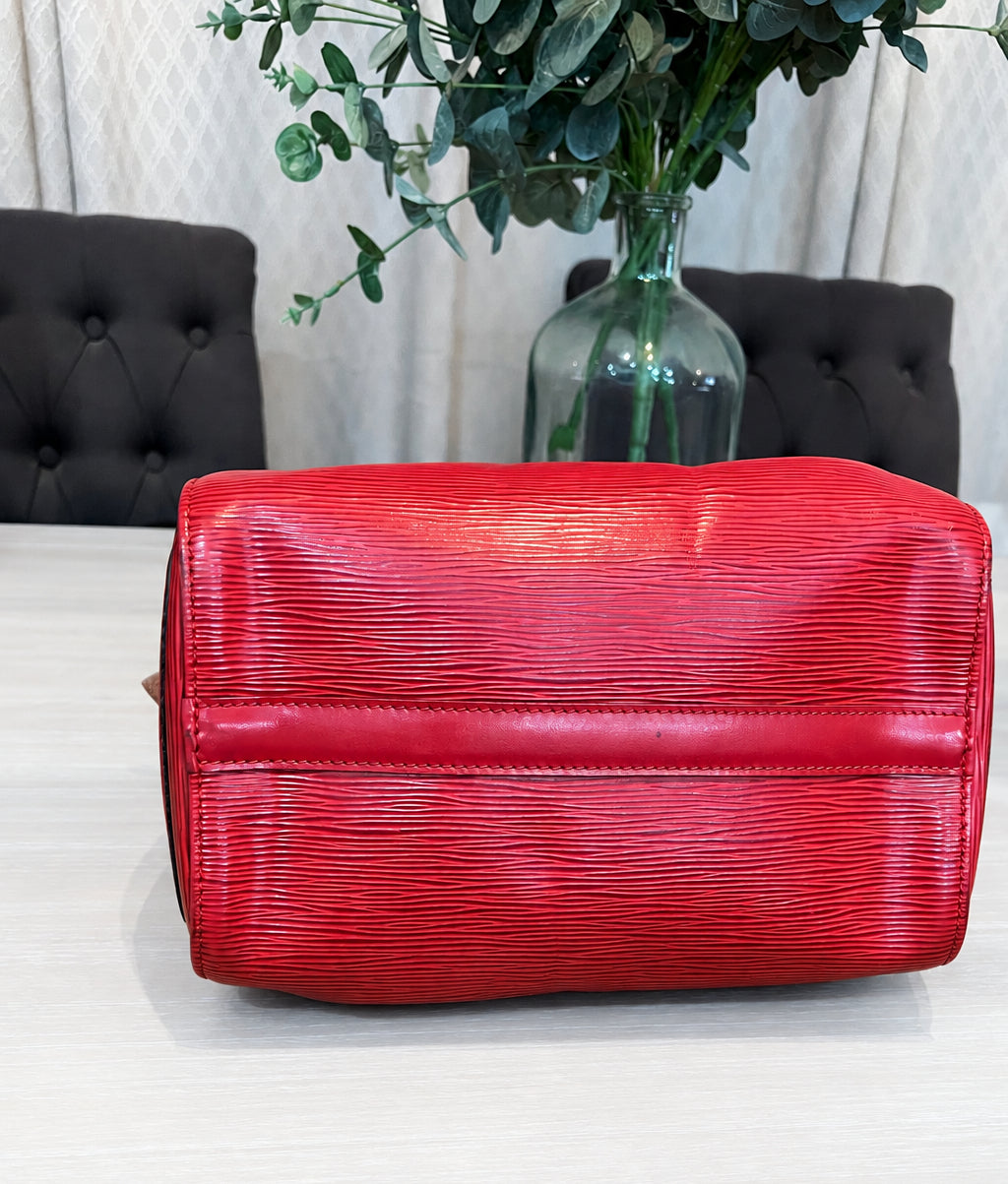 Louis Vuitton Red Epi Speedy 25