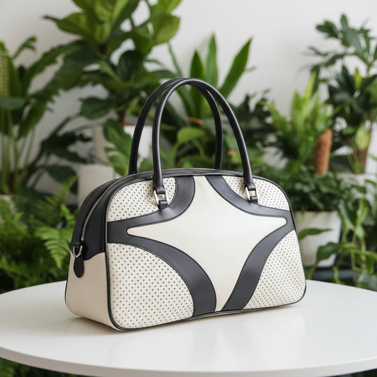 Prada Vintage Black and White LAX Bowler Bag