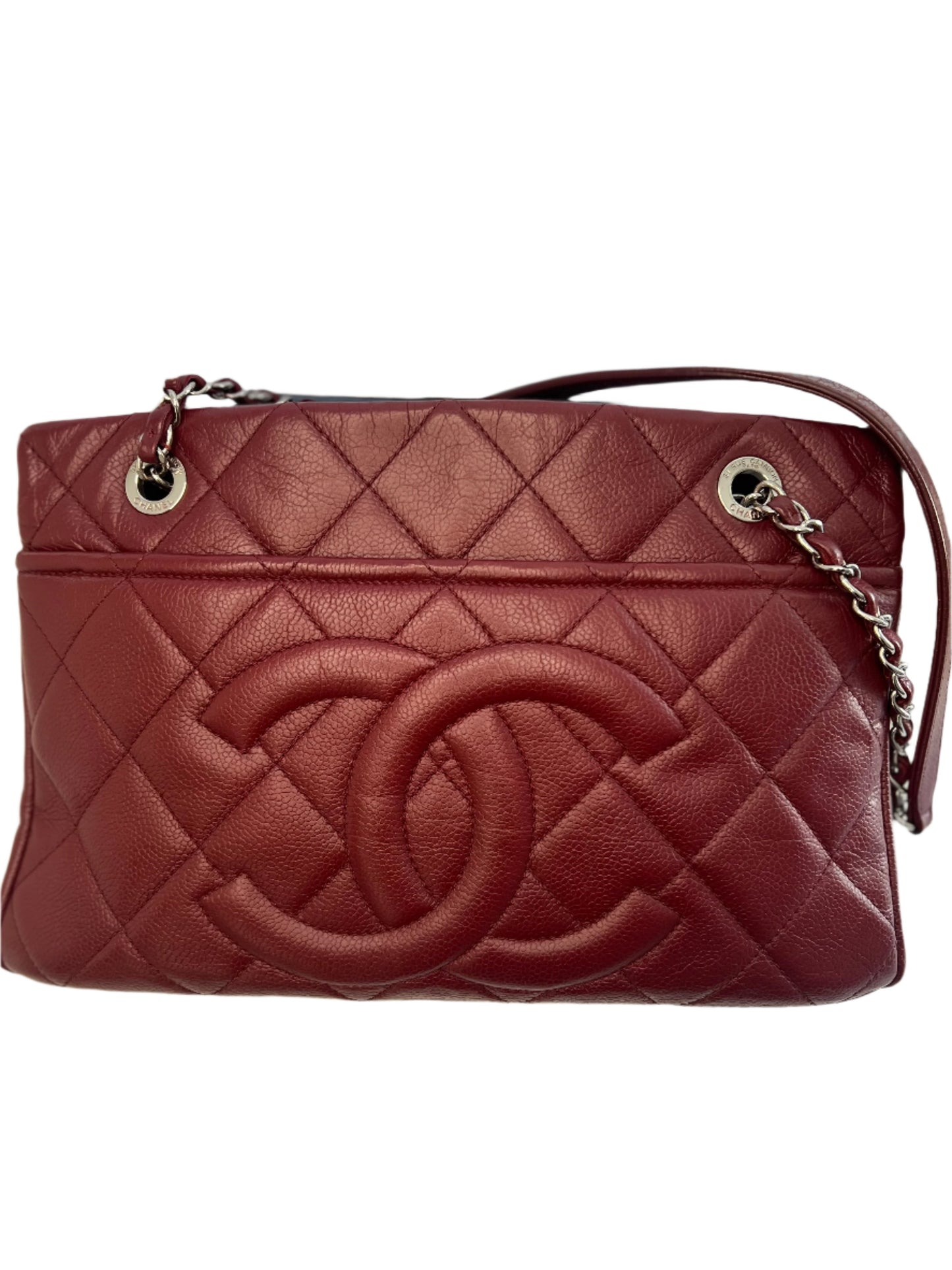 Chanel Quilted Caviar Burgundy Timeless Tote