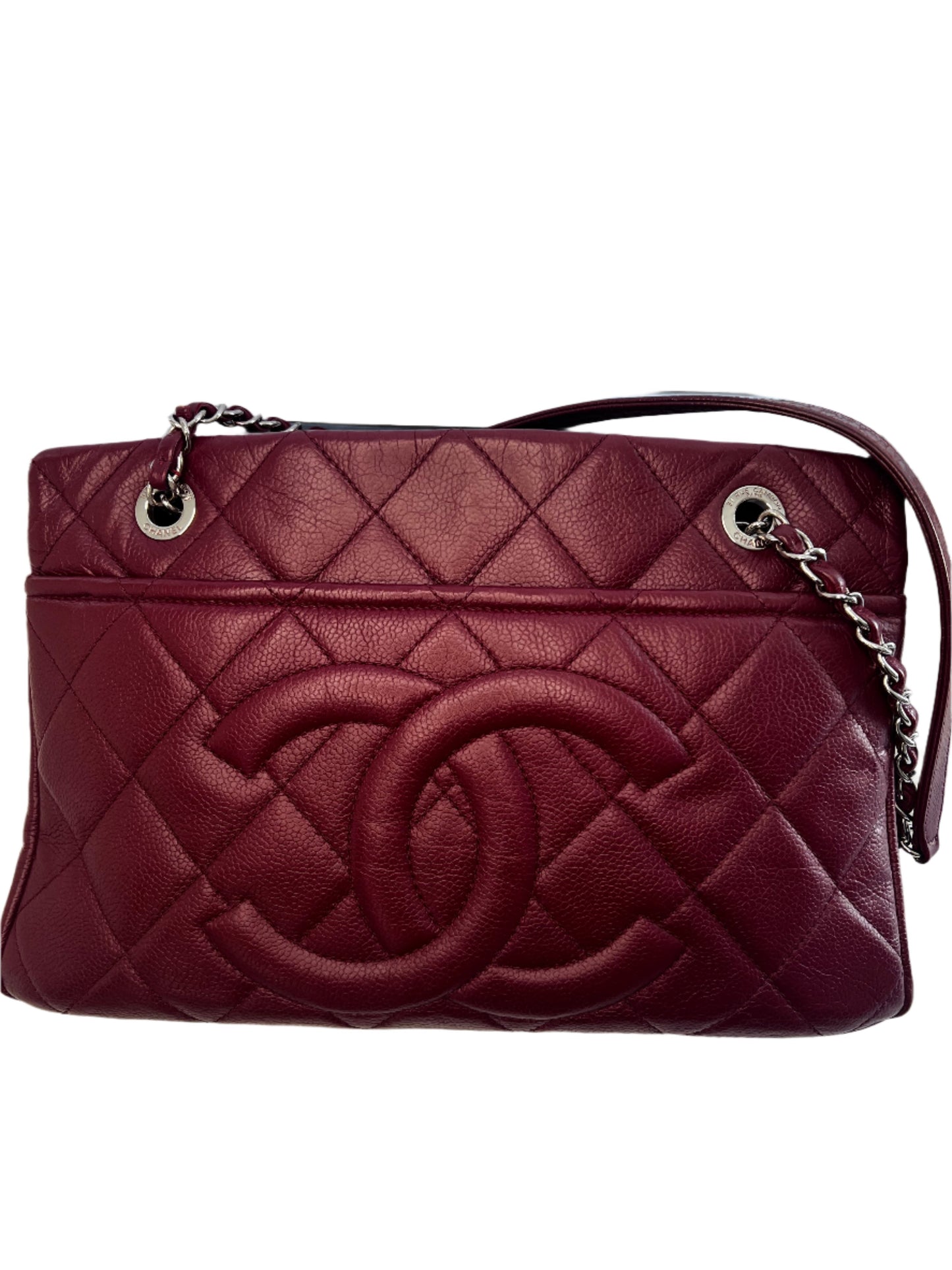 Chanel Quilted Caviar Burgundy Timeless Tote