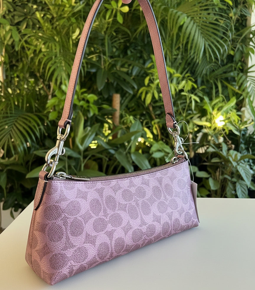 Coach Pink Signature Canvas Charlotte Bag