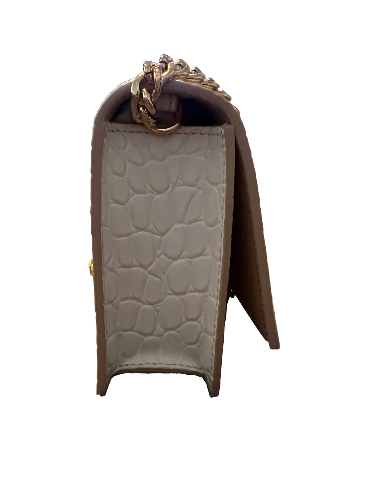 Alexander McQueen Cream Mini Skull Croc Embossed WOC