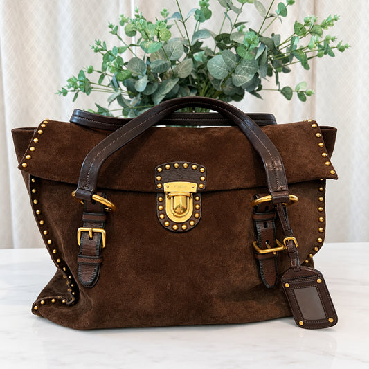 Prada Nappa Aviator Suede Tote