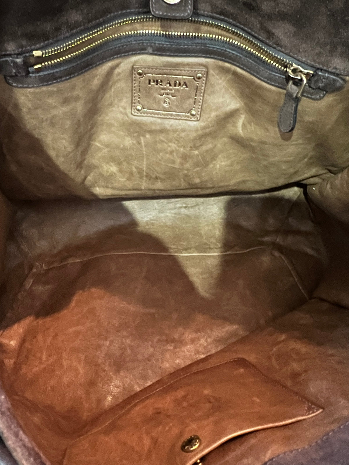 Prada Nappa Aviator Suede Tote
