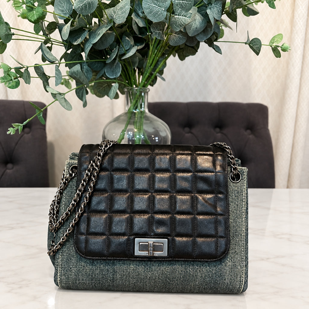 Chanel Denim Chocolate Bar Accordion Flap Bag