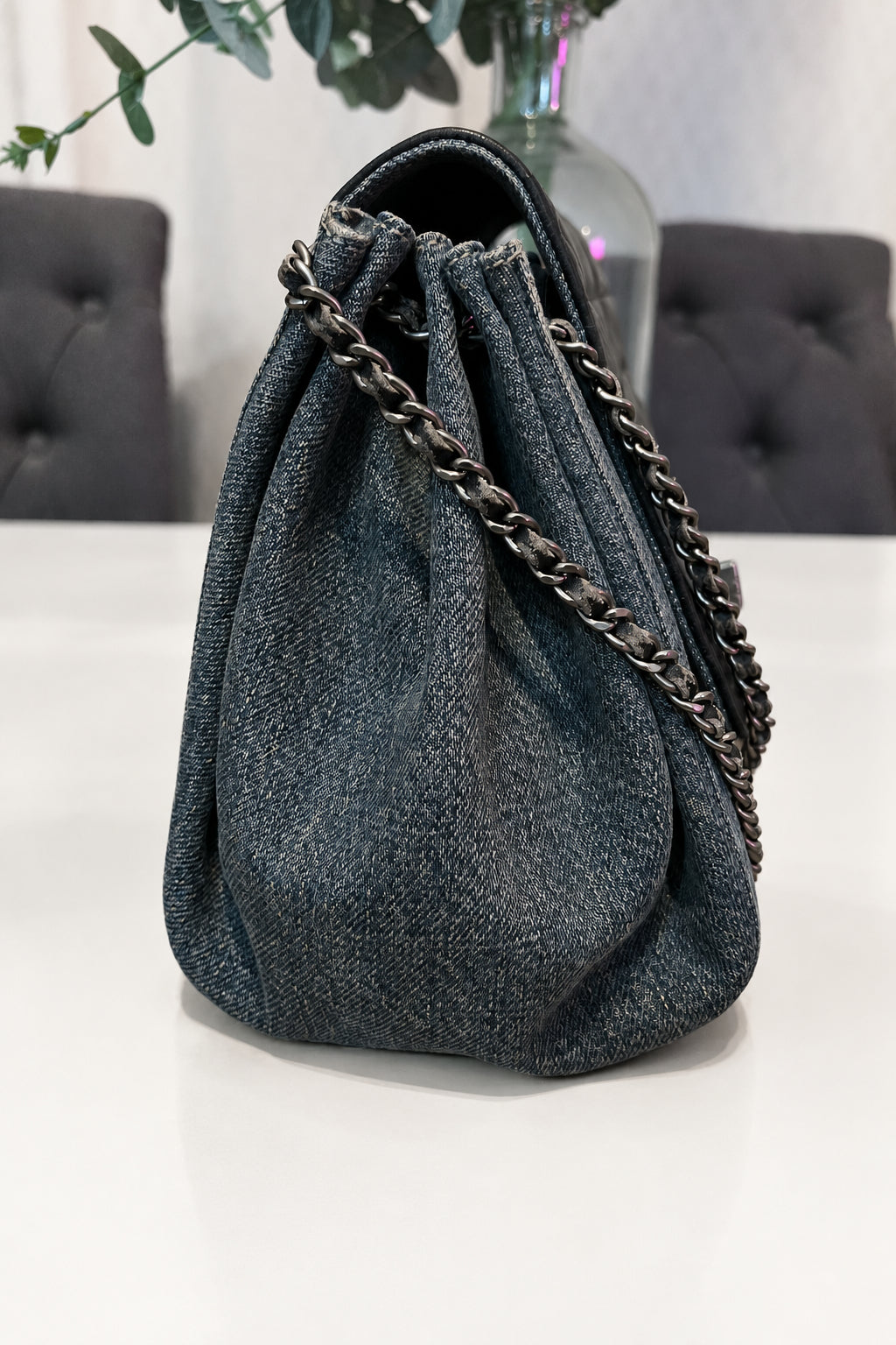 Chanel Denim Chocolate Bar Accordion Flap Bag