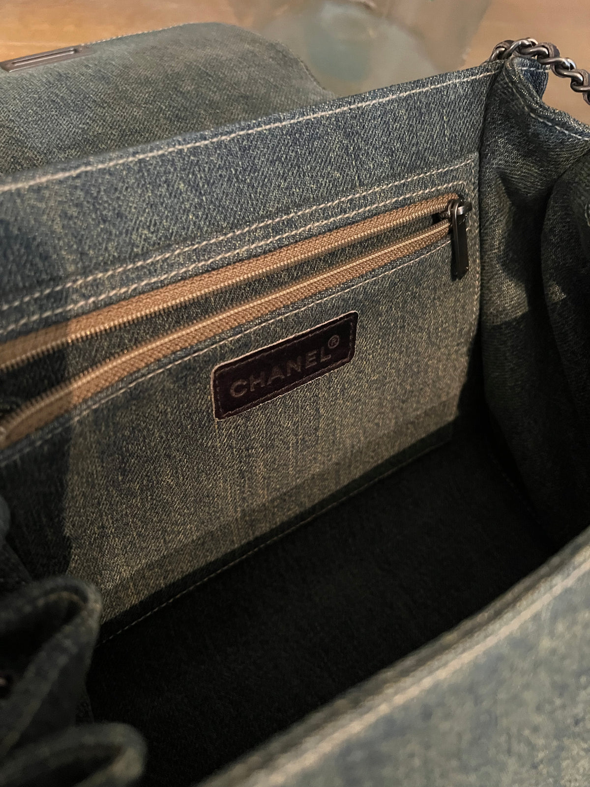 Chanel Denim Chocolate Bar Accordion Flap Bag