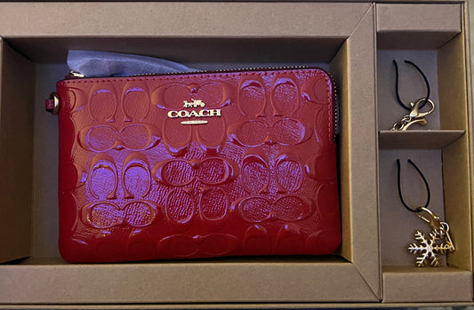 Coach Patent Leather Wristlet With Charms