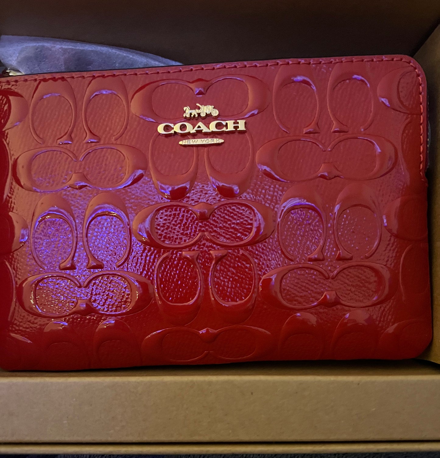 Coach Patent Leather Wristlet With Charms