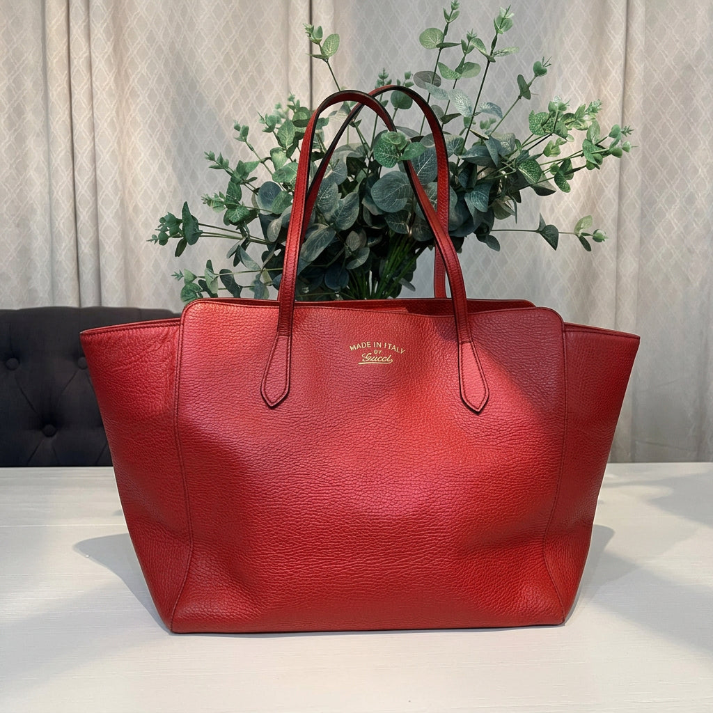 Gucci Red Leather Medium Swing Tote