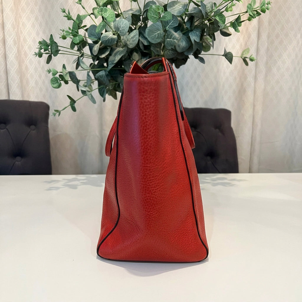 Gucci Red Leather Medium Swing Tote