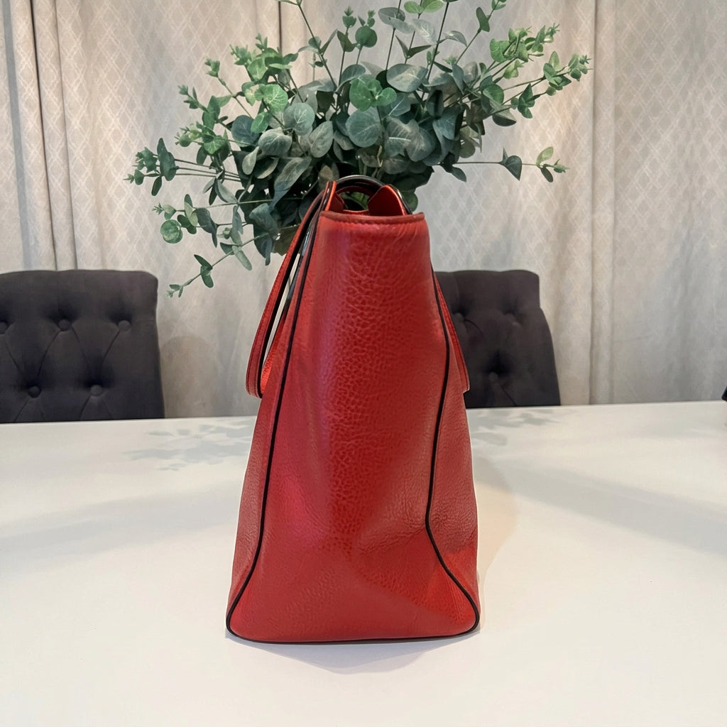 Gucci Red Leather Medium Swing Tote