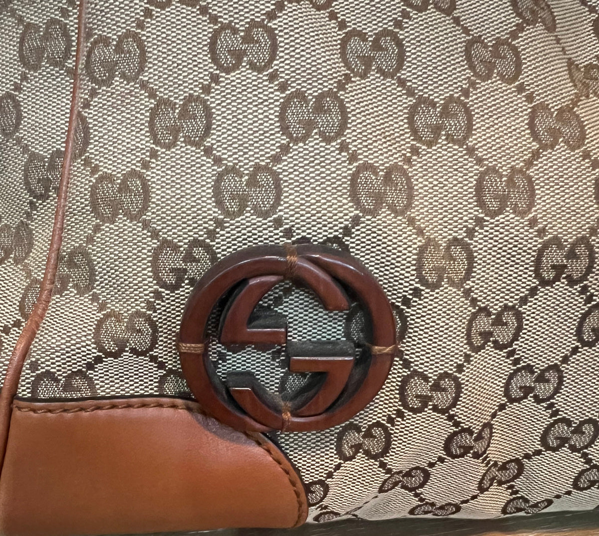Gucci Monogram Canvas and Leather Tote