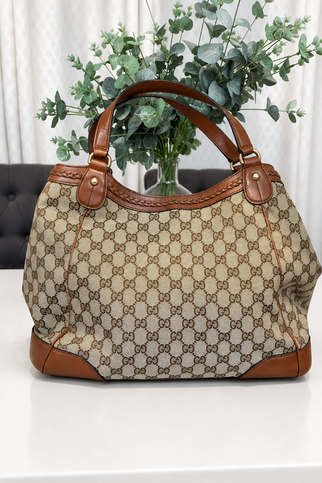 Gucci Monogram Canvas and Leather Tote