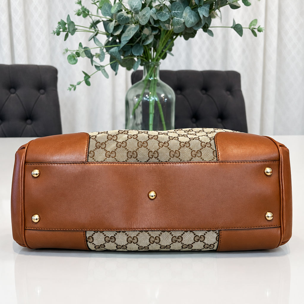 Gucci Monogram Canvas and Leather Tote