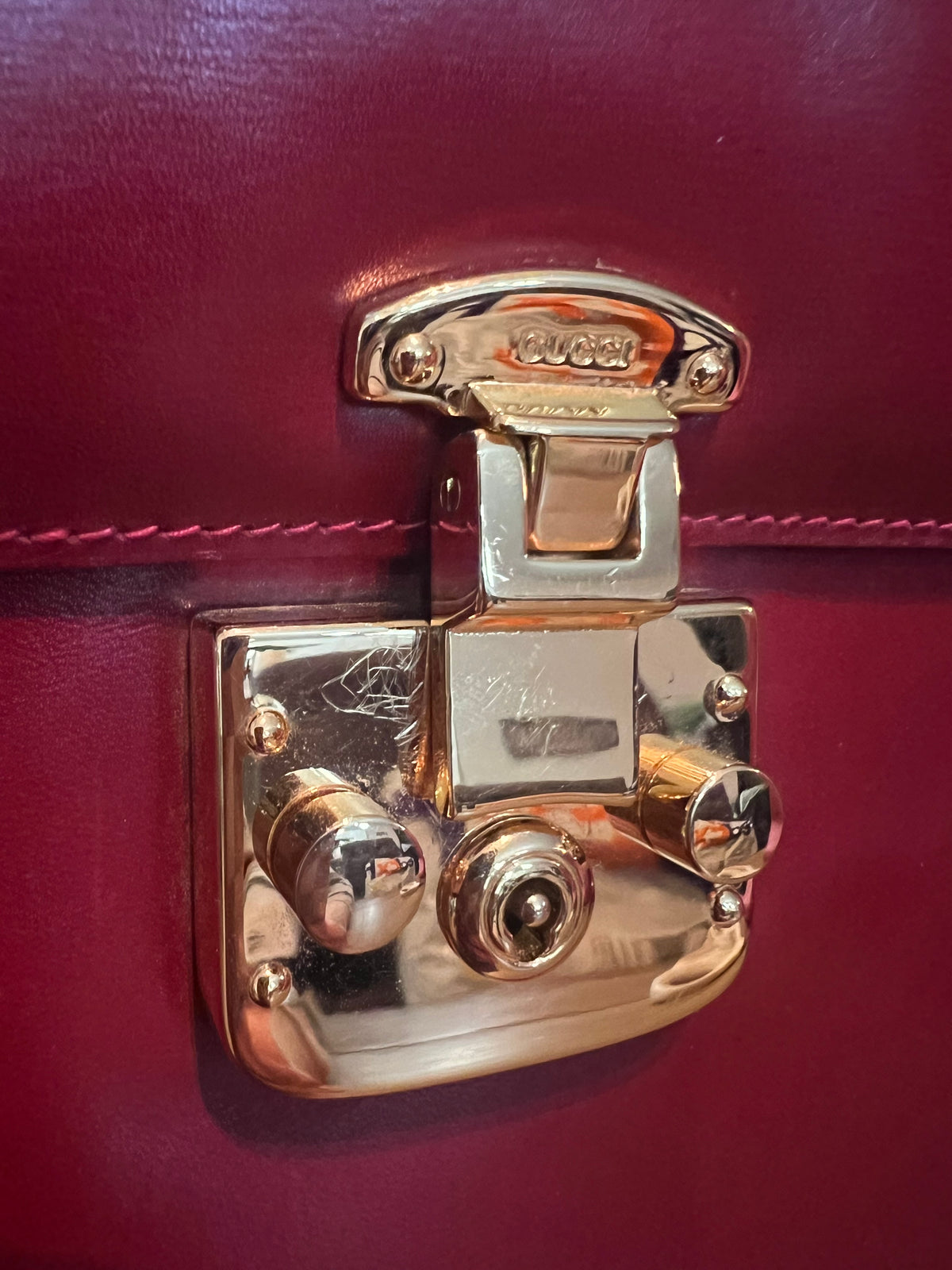 Gucci Vintage Red Leather Padlock
